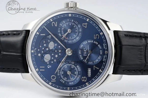MIROTIME 0407 Bold Portugieser Perpetual Calendar SS 5033 APSF 1:1 Best Edition Blue Dial on Black Leather Strap A52610 Clone 7041
